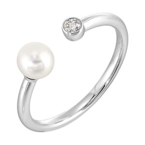 WHITE GOLD DIAMOND & PEARL RING RG16133-4WCPL
