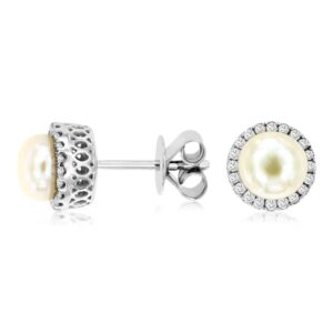WHITE GOLD PEARL & DIAMOND EARRINGS WH2240P
