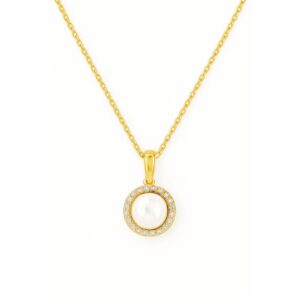 YELLOW GOLD PEARL & DIAMOND PENDANT H2237PL
