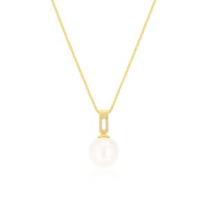 YELLOW GOLD PEARL & DIAMOND PENDANT H2242PL