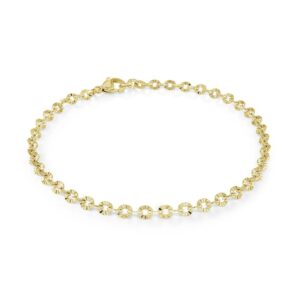 ITALGEM STEEL SPARKLE LASER-CUT ANKLET LC6-10