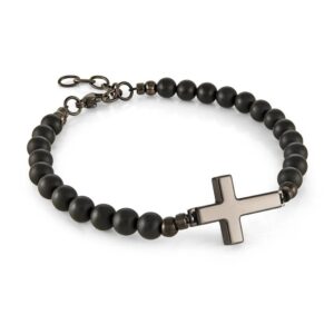 ITALGEM STEEL GUN-IP CROSS BRACELET BB-364