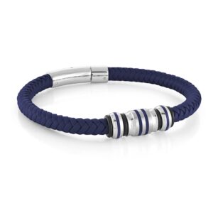 ITALGEM STEEL BLUE-IP LEATHER BRACELET SLB527