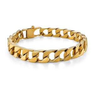 ITALGEM STEEL FLAT CURB BRACELET SMB766-GO-8.5