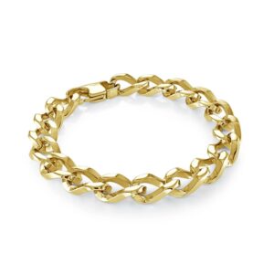 ITALGEM STEEL CURB WAVE LINK GOLD IP BRACELET SMB760-8
