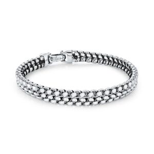 ITALGEM STEEL DOUBLE-BOX BLACK CORD BRACELET SMB841-8.5