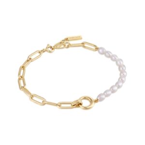 ANIA HAIE GOLD PEARL CHUNKY LINK CHAIN BRACELET B043-02G