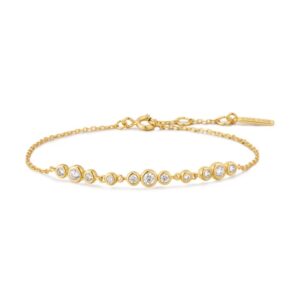 ANIA HAIE GOLD GRADUATED BEZEL-SET TRIOS BRACELET B075-06G