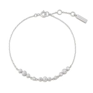 ANIA HAIE SILVER GRADUATED BEZEL-SET TRIOS BRACELET B075-06H