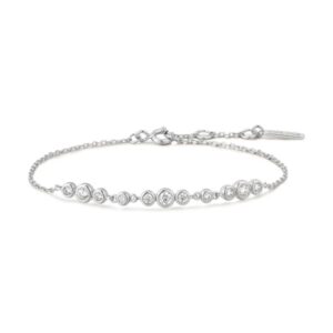 ANIA HAIE SILVER GRADUATED BEZEL-SET TRIOS BRACELET B075-06H