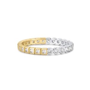 ANIA HAIE TWO-TONE SQUARE AND CIRCLE BEZEL RING R066-01T-54