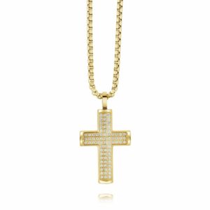 ITALGEM STEEL FULL STUDDED CROSS PENDANT SC157