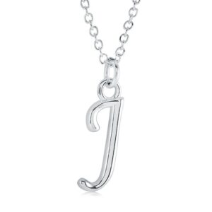 ITALGEM STEEL CURSIVE-LETTER NECKLACE INITIAL1-J