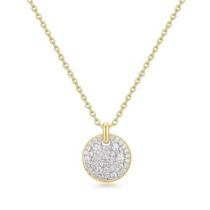 ANIA HAIE TWO-TONE LARGE PAVE DISC NECKLACE N069-04T