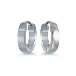 ITALGEM STEEL POLISHED MINI HUGGIE EARRINGS SEA332-SI