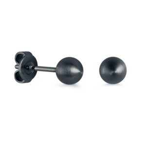 ITALGEM STEEL BLACK IP BRUSHED BALL STUD EARRINGS SEA323-B