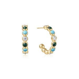ANIA HAIE GOLD MALACHITE AND TURQUOISE LARGE HOOPS E063-08G
