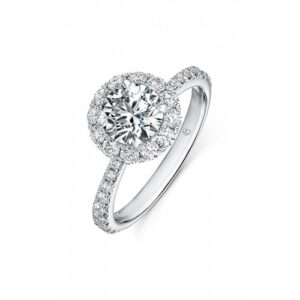 HEARTS ON FIRE VELA HALO RING WITH DIAMOND BAND UU2641PTIV21006500