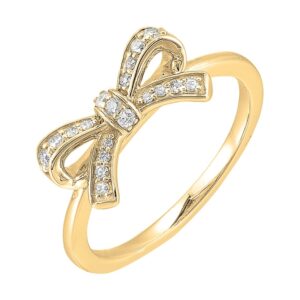 YELLOW GOLD DIAMOND BOW RING RG1413-1YD