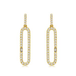 YELLOW GOLD DIAMOND PAPERCLIP EARRINGS H1445D