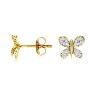 YELLOW GOLD DIAMOND BUTTERFLY EARRINGS H1390D