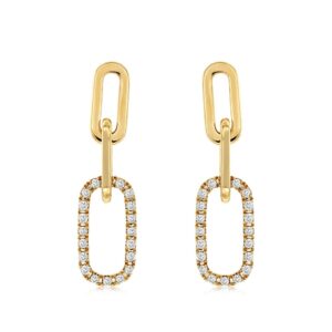 YELLOW GOLD DIAMOND LINK EARRINGS H1623D