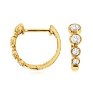 YELLOW GOLD DIAMOND HOOP EARRINGS H1039D
