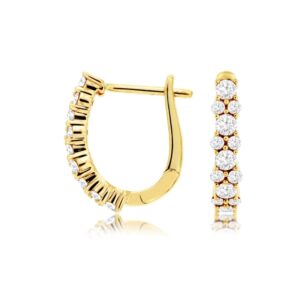 YELLOW GOLD DIAMOND HOOP EARRINGS C7809D