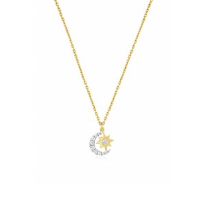 YELLOW GOLD DIAMOND MOON STAR NECKLACE H1701D