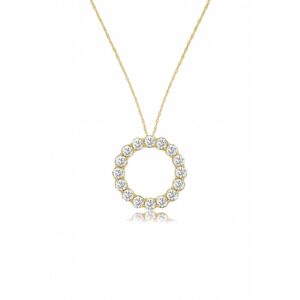 YELLOW GOLD DIAMOND CIRCLE PENDANT C8301D