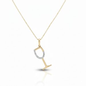 YELLOW GOLD DIAMOND WINE GLASS NECKLACE M3858