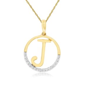YELLOW & WHITE GOLD INITIAL DIAMOND PENDANT J N6J