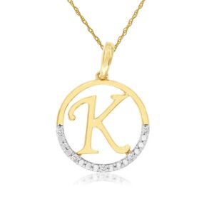 YELLOW & WHITE GOLD INITIAL DIAMOND PENDANT K N6K