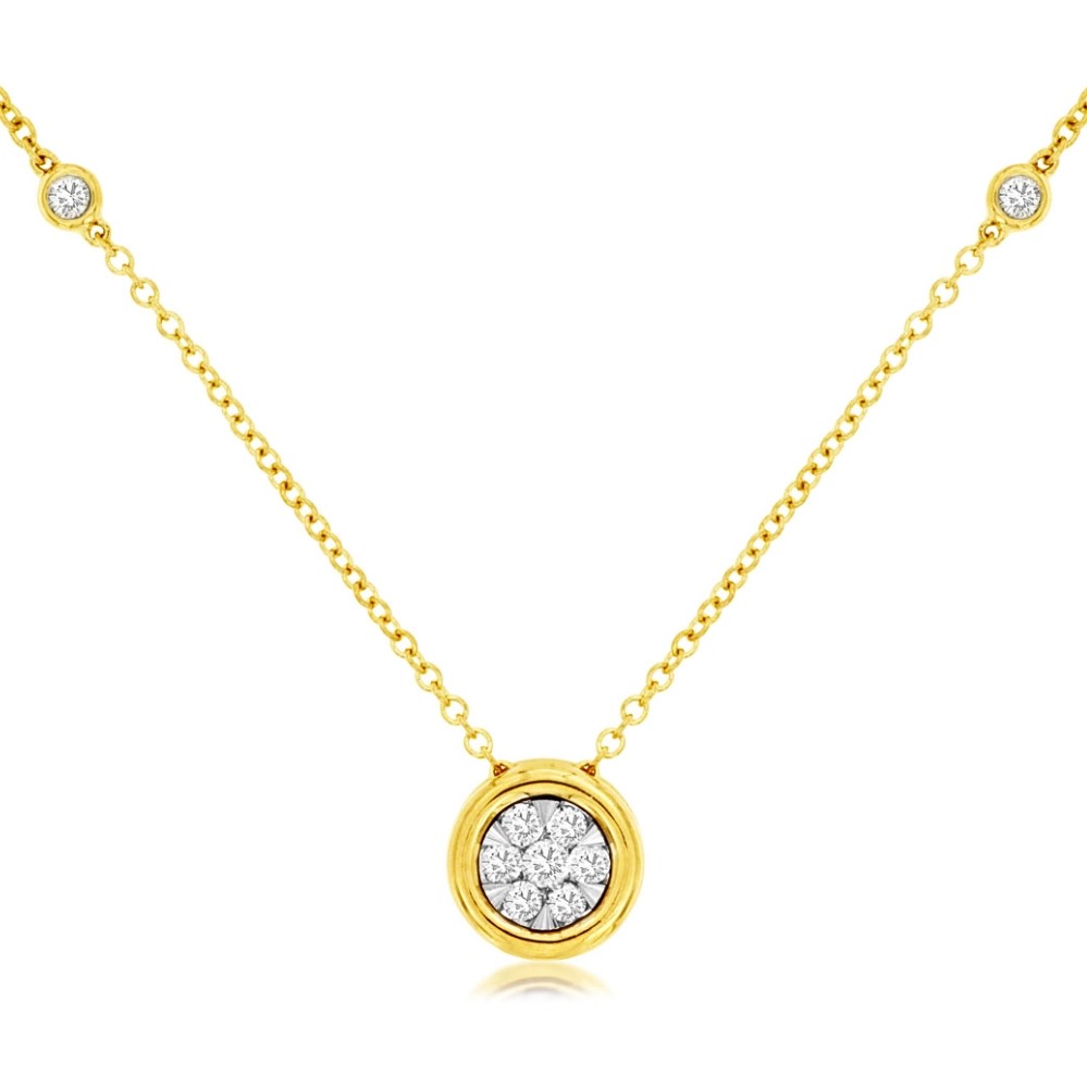 YELLOW GOLD DIAMOND 5 STATION NECKLACE C9070D