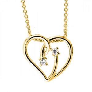 YELLOW GOLD DIAMOND DOUBLE HEART PENDANT PD10653-1YD