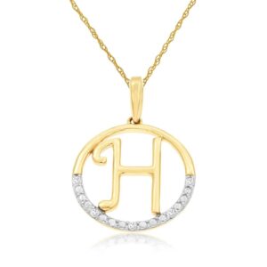 YELLOW & WHITE GOLD INITIAL DIAMOND PENDANT H N6H