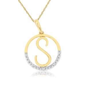 YELLOW & WHITE GOLD INITIAL DIAMOND PENDANT S N6S