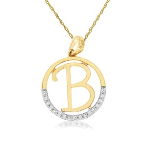 YELLOW GOLD INITIAL DIAMOND PENDANT B N6B