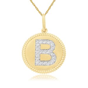 YELLOW GOLD INITIAL DIAMOND PENDANT B N7B