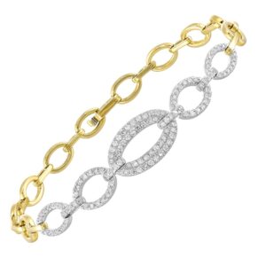 YELLOW GOLD DIAMOND OVAL LINK CHAIN BRACELET BBC11024-4YSC
