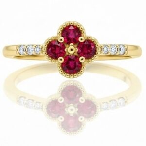YELLOW GOLD RUBY & DIAMOND RING M6834