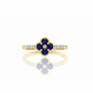 YELLOW GOLD SAPPHIRE & DIAMOND RING M7052