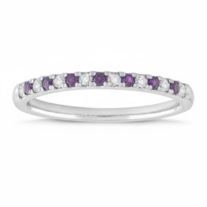 WHITE GOLD AMETHYST & DIAMOND BAND M4774