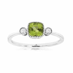 WHITE GOLD PERIDOT & DIAMOND RING WH1631X