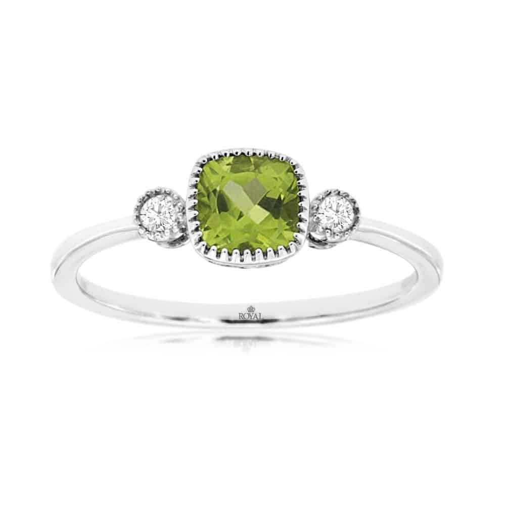 WHITE GOLD PERIDOT & DIAMOND RING WH1631X