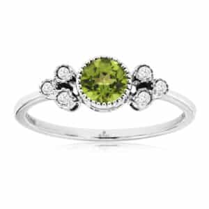 WHITE GOLD PERIDOT & DIAMOND RING WH1638X