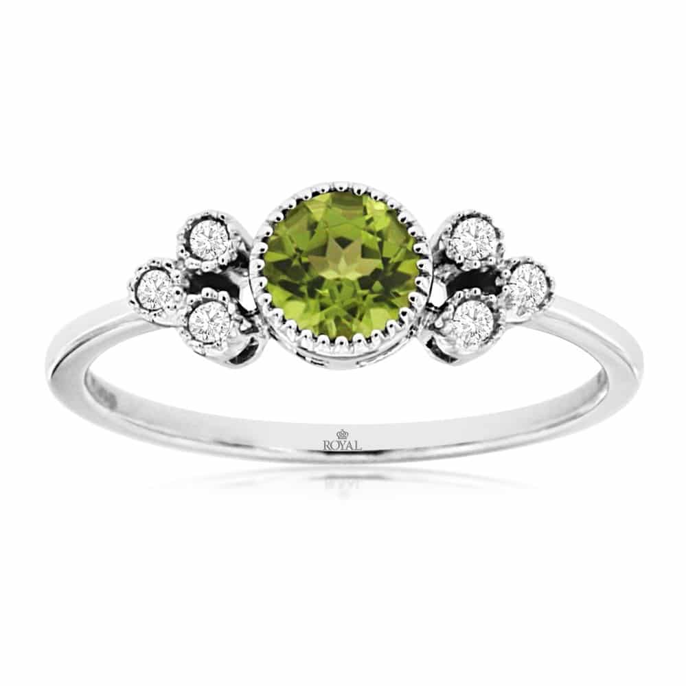 WHITE GOLD PERIDOT & DIAMOND RING WH1638X