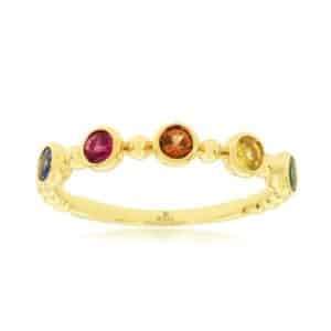 YELLOW GOLD MIXED SAPPHIRE RING H2943M