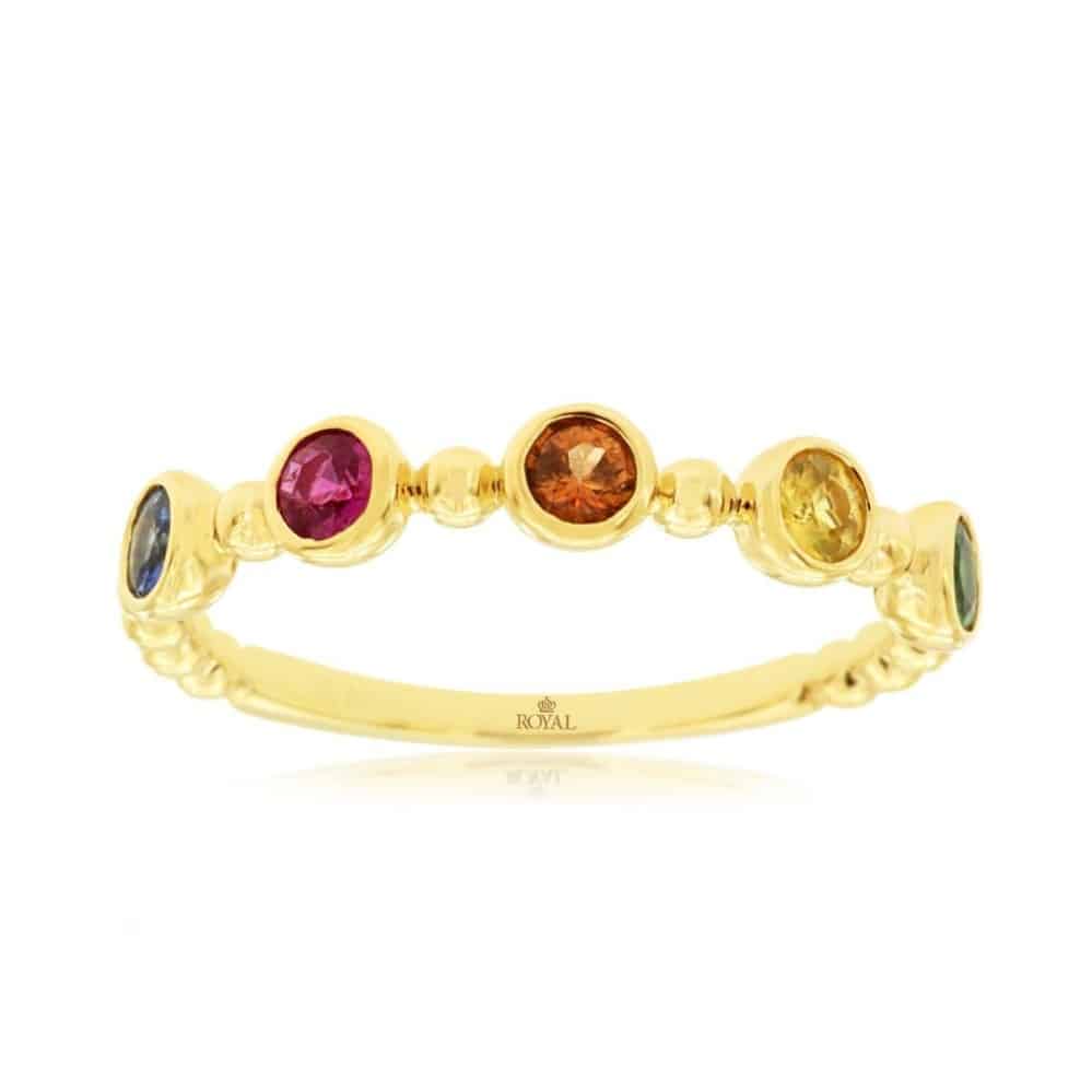 YELLOW GOLD MIXED SAPPHIRE RING H2943M