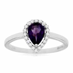 WHITE GOLD AMETHYST & DIAMOND RING WC7166A